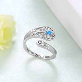 CVRAVO Faith Over Fear Rings 925 Sterling Silver Cross Rings for Women Inspirational Jewelry Gifts for Women