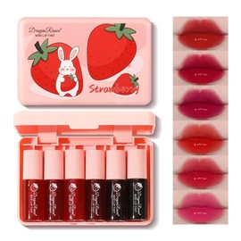 Eakroo 6 Colors Lip Tint Stain Mini Liquid Lipstick, Korean Lip Gloss Moisturizing Natural, Multi-Use Lip and Cheek Tint, Non-Stick Cup, Lightweight, High Pigment, Long-Lasting, Vivid Color | Eakroo