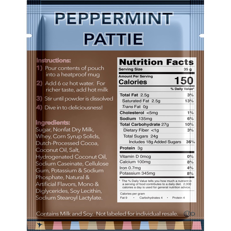 Double Donut Flavored Hot Chocolate Packets, Peppermint Pattie, Peppermint Hot