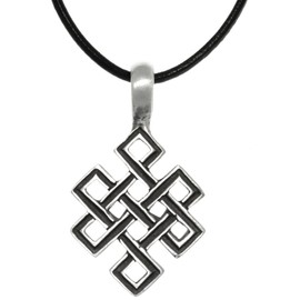 Jewelry Trends Celtic Weaved Square Knot Pewter Pendant Necklace 18" Leather Cord