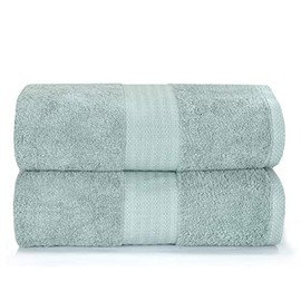 GLAMBURG Premium Cotton Oversized 2 Pack Bath Sheet 35x70 - 100% Pure Cotton - Ideal for Everyday use - Ultra Soft & Highly Absorbent - Machine Washable - Jade