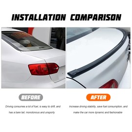 Zpana Car Rear Spoiler Roof Lip Kit, Carbon Fiber Rubber Vehicle Trunk Spoiler Trim Strip for Tailgate Bumper, Punch-Free Auto Exterior Sticker Decor Accessories, Universal Fit (Carbon Fiber)