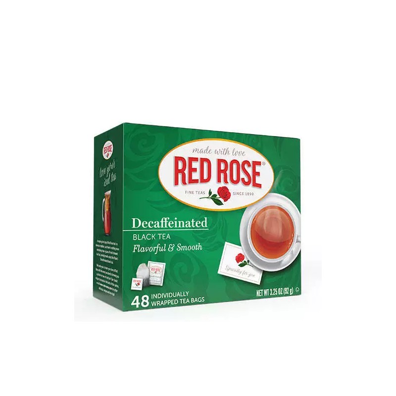 Red Rose Decaffeinated Individually Wrapped Black Tea Bags - 48ct