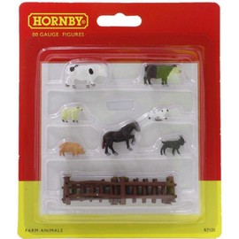 Hornby OO Gauge Farm Animals with Paddock 1:76 Scale Miniature Figures for Model Train Layouts R7120