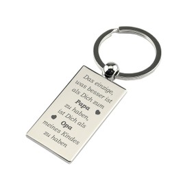 Geschenk-Fabrik Keyring – Rectangular Chrome with Engraving "Das Einzige was besser ist als Dich zum Papa zu haben, ist Dich als Opa meines Kind zu haben" – Zum Vatertag – Für Opa, silver