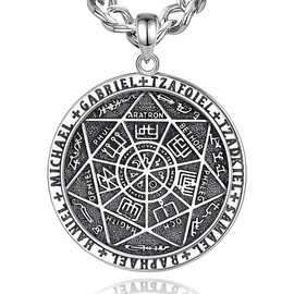 CELESTIA Seal of the Seven Archangels Pendant Protection Necklace 925 Sterling Silver St Michael Archangels Pendant Medallion Spiritual Talisman Amulet Gifts for Women Men Father Dad
