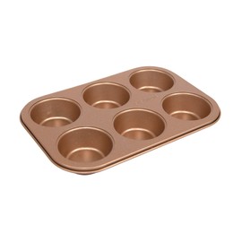 casaWare Toaster Oven 6 Cup Muffin Pan NonStick Ceramic Coated (Rose Gold Granite)