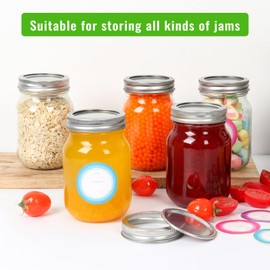 STARSIDE 16 oz Glass Mason jars with Lids,15 Pack Glass Canning Jars,Perfect Containers for Jam, Honey, Candies,Overnight Oats,Wedding Favors(Silver Lids)