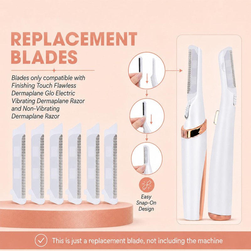 12 Pack Replacement Blades for Finishing Touch Flawless Dermaplane Glo