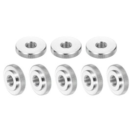 sourcing map 8Pcs M10 Knurled Thumb Nuts, 304 Stainless Steel Round Knurled Flat Head Through Hole Handle Nut, Lock Adjusting Nuts, Thin Type, Silver
