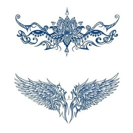 Temporary Breast Tattoos Underboob Tattoos AssAntler Tattoos Semi-Permanent Tattoos Wings Tattoos 5 Sheets Set