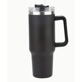Generic Black Tumbler with lid and Straw, 000000