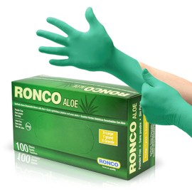 Synthetic Stretch Disposable Vinyl-Blend Gloves, Powder-Free, Non-Sterile, Latex-Free, Aloe Infused, Green Colour, 100 Pack (Small)
