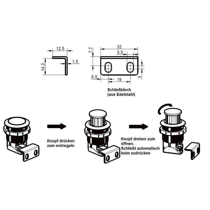 Haasweller I 3 x Professional Push Lock 1-24 mm +