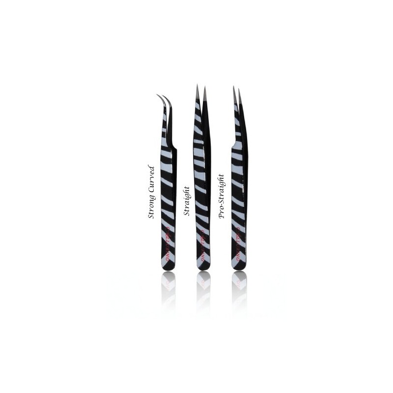 Alluring Zebra Color Tweezers for Eyelash Extension (Pro Straight)