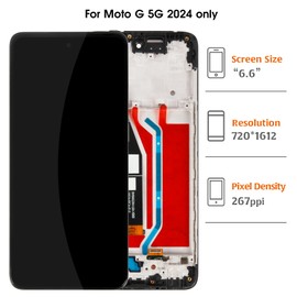 A-MIND for Moto G 5G 2024 6.6" LCD Screen Replacement with Frame (Black) – Original Display Assembly for XT2417 XT2417-1 XT2417D Touch Digitizer Full Assembly Repair Kit