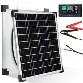 20W 12V Solar Panel Kit with 10A Charge Controller High Efficiency Solar Board with Extension Cable and Clips O-Ring Terminal for Security Camera Door Lights Lawn Lights Pumps Street Lights Camping