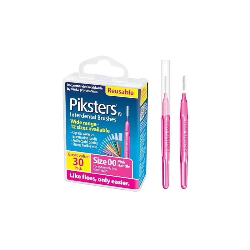 Piksters Interdental Brushes 30 pk, Size 00, for Extremely Tight