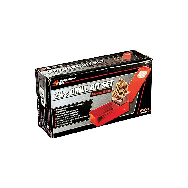 Performance Tool W9017 Drill Bit Set with Steel Case Titanium