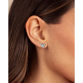 Aquamarine‌ Stud Earrings 925 Sterling Silver Dragonfly Birthstone Ear Studs March Birthday Jewelry for Women