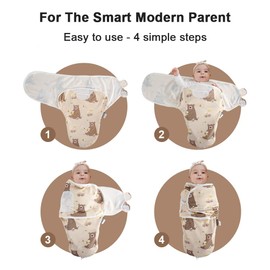 HOUSBAY Baby Swaddle Blanket Boy Girl Super Soft Material Newborn Adjustable Swaddles 2-Way Zipper Sleep Sack 1 Pack (Honey Bear, Medium/Large | 3-6 Months)
