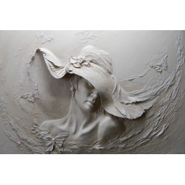 MFWFM Art Wallpaper 3D Illusion Woman Face Relief Mural Wallpaper for Bedroom Living Room TV Background (Not Peel n' Stick)