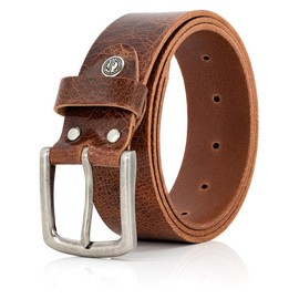 LINDENMANN Men's Buffalo Leather Belt 40 mm Cognac, dark brown