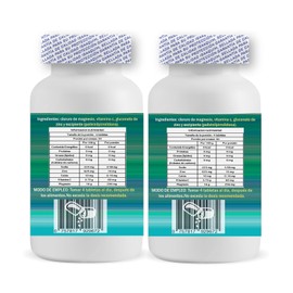 DUO de Cloruro de Magnesio + (vitamina c y zinc) 120 tabletas de 600 mg