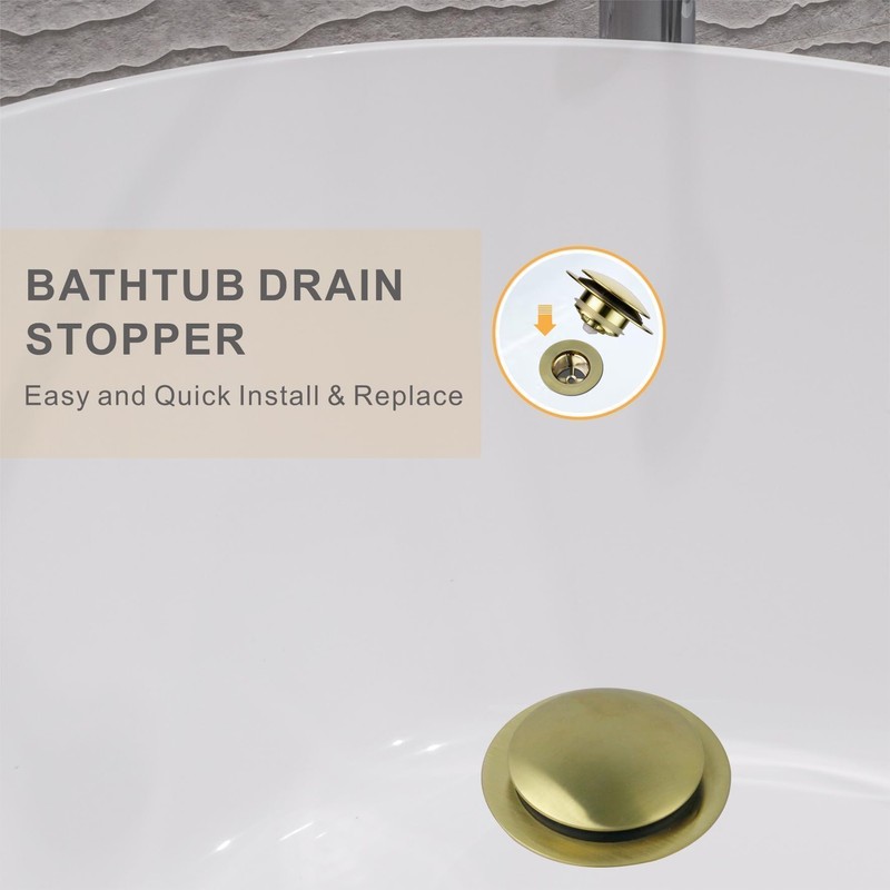Brushed Gold Bath Tub Drain Stoppers,Wellup Universal Pop Up Bathtub