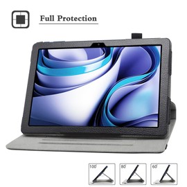 BIGE for BLU M10L Pro Rotating Case, 360 Rotary Stand with Cute Pattern Cover for 10.1" Tablets, Black