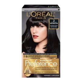 L'Oreal Paris Superior Preference Permanent Hair Color, 2 Natural Black, 100% Grey Coverage, Hair Dye, 1 EA (Packaging May Vary)