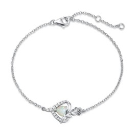 Women's Bracelet, Birthstone for 12 months, Power Stone, Rose Motif, Platinum Plated, Silver, White Day, Return, Gift, Jewelry, Accessory, Birthday, Christmas, Gift, Wrapping Supplies Included, Silver