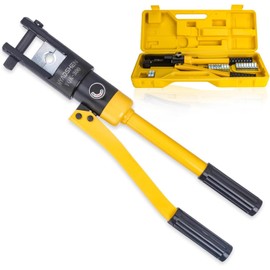 Hydraulic Crimping Tool,16 Ton Wire Crimping Tool Kit,6 AWG to 600 MCM, Cable Crimping Tool,Hand Operated Hydraulic Crimping Tool Kit,Wire Rope Electrical Terminal Wire and Cable Crimper with 11 dies