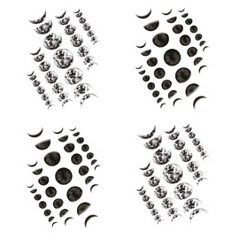 SanerLian Moon Phase Planet Temporary Tattoo Sticker Black Waterproof Adult Men Women Arm Hand 15X11cm Set of 4 (SF163)