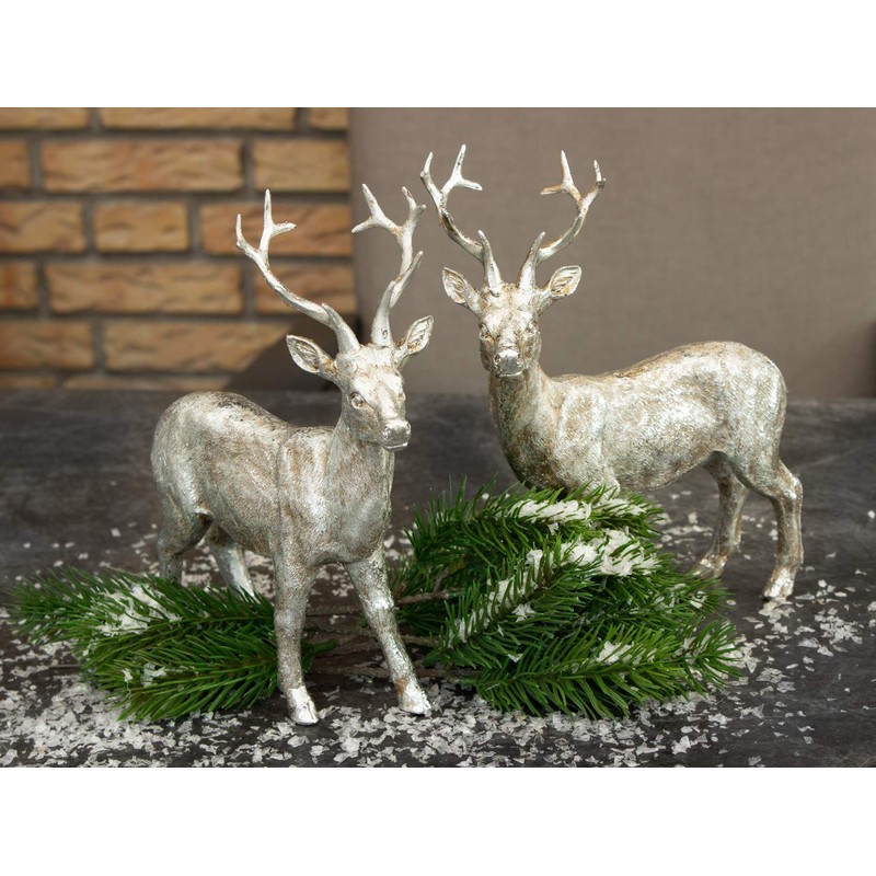 B2S BACK2SEASON Reindeer Pair of Nilan Standing Silver Elegant Christmas