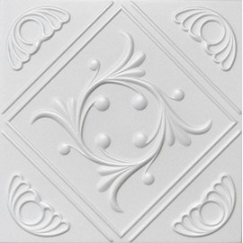 Anet R2W 20 x 20 Tin Looking Styrofoam Glue Up White Ceiling Tile