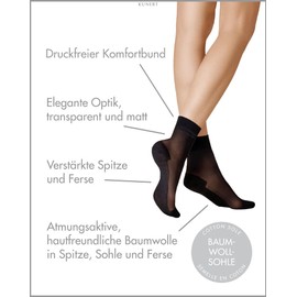 KUNERT Damen Söckchen Cotton Sole 20 Baumwollsohle 20 DEN Black 0500 35/38