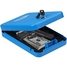 Tenamic Pistol Safe, Portable Travel Gun Safe, Solid Steel Handgun Lock Box for Home, Gun Safes for Car, Blue
