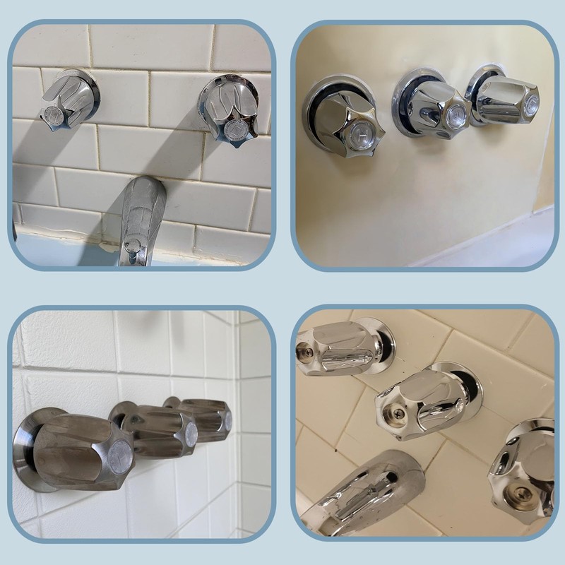 3 Piece Shower Knob Replacement Set,12 Tooth Broach Stem,Replacement Compatible
