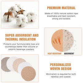 Geichan Pot Holders Trivets Set 5 Pcs,Heat Resistant Large Coasters for Kitchen,Hot Plate Mats for Table and Countertops, Farmhouse Decor