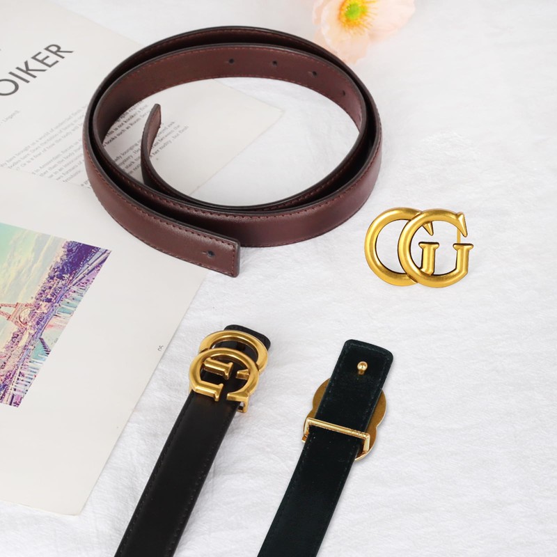 Aurolran Women's Leather Belt with Buckle - Ideal for Dresses,