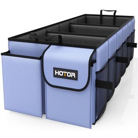 HOTOR Trunk Organizer for Car - Car Organizer, Foldable Trunk organizer for SUVs & Sedans, Sturdy Car Organization for Car Accessories, Tools, Sundries, Blue, 3 Compartments, 31.9"×12.6"×10.6"
