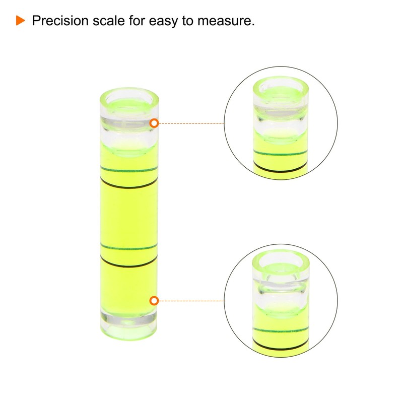 HARFINGTON 10pcs Small Cylindrical Bubble Level Vials 8x35mm PMMA Mini