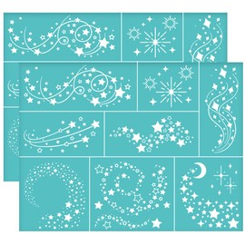 OLYCRAFT 2Pcs 11x8.6 Inch Stars Self-Adhesive Silk Screen Printing Stencil Shooting Stars Silk Screen Stencil Fantasy Theme Mesh Stencils Transfer for DIY T-Shirt Fabric Painting