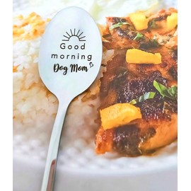 Dog Lover Christmas Birthday Gifts for Women Good Morning Dog Mom Spoons for Mother Daughter Friend Coffee Tea Spoon Gifts for Dog Lovers Gift for Women Mom Stainless Steel Spoon
