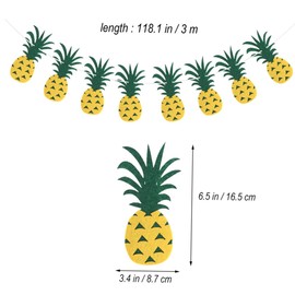 FRCOLOR 2Pcs Pineapple Felt Bunting Garland Summer Party Hanging Banner Hawaiian Luau Decoration for Room Photo Background