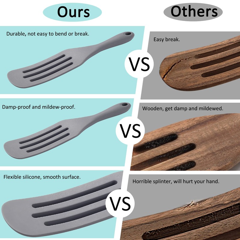 Tongjude Silicone Spurtle Set, Silicone Spatula Set, Heat Resistant Cooking