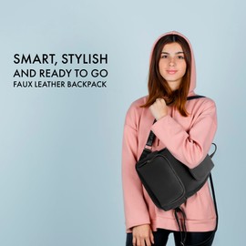 Woodland Leathers Women's Fashion Small Backpack, Womens Backpack With Anti Theft Zipper, Waterproof Faux Leather Back Pack Womens, 13" Tablet And Laptop Fashion Backpacks For Women (Grey 2)