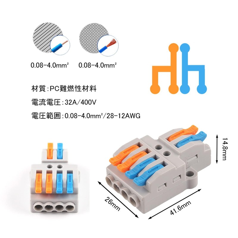 LIKENNY Compact Wire Connectors 10-Piece Set with 2 in 4