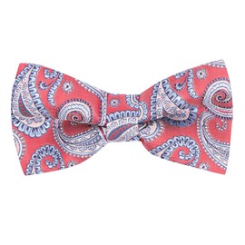 King & Priory Red with Blue Paisley Bow Tie